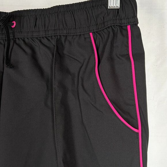 NEW JCP Shorts Black with Pink Trim MT M Tall Ponte Elastic Waist Pockets NWT - Picture 2 of 5